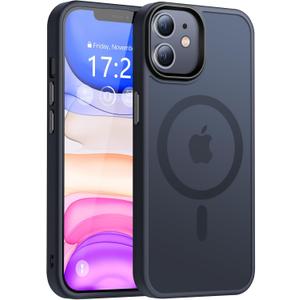 Case for iPhone 11, Military Grade Protection, Compatible with MagSafe, Translucent Matte Drop Shockproof Anti-Fingerprint Phone Case (Black)