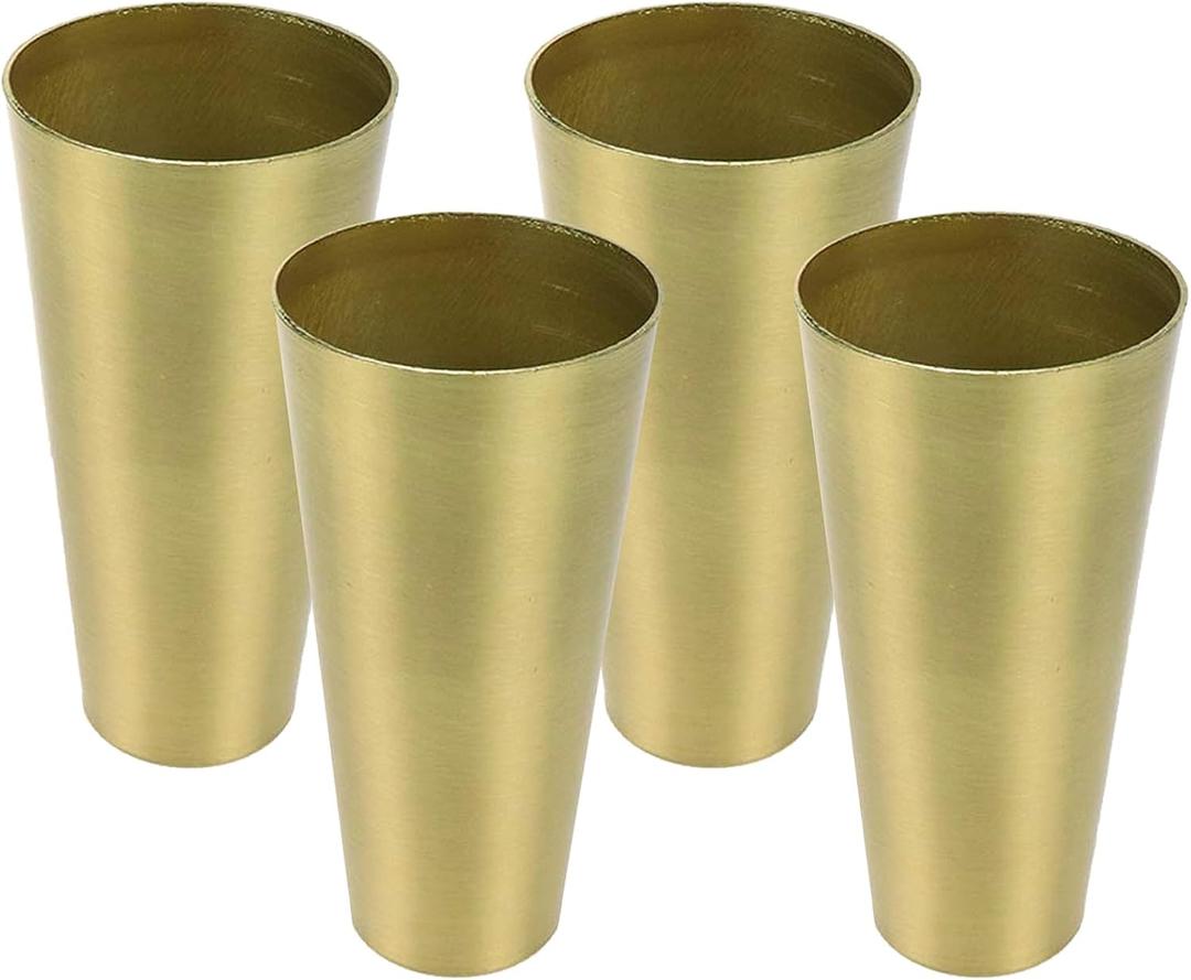 LC LICTOP Conical Furniture Leg Cover 4Pcs, H 3.15 Inch & D 1 Inch to 1.5 Inch, Modern Style Feet Cover for Nightstand, Coffee Table, Chair, Sofa, Brass Tone Zinc Alloy Foot Tip Sleeves