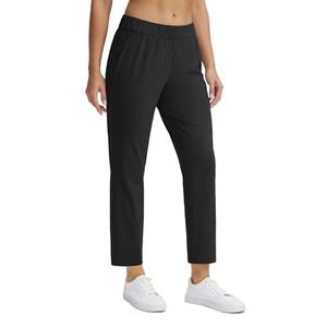 Seamaid Women's Golf Pants with Pockets 7/8 Stretch Ankle Travel Pants for Athletic Casual Black Medium