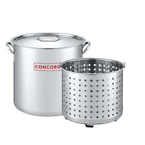 CONCORD 53 QT Stainless Steel Stock Pot w/Basket. Heavy Kettle. Cookware for Boiling, 53 Quarts