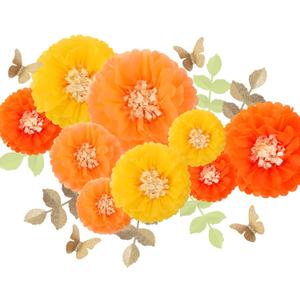 Fonder Mols Yellow Orange Gold Tissue Paper Flowers Tissue Pom Poms Blooms for Little Cutie Baby Shower, Nursery Decor, Fall Birthday Party Decorations(Set of 21)