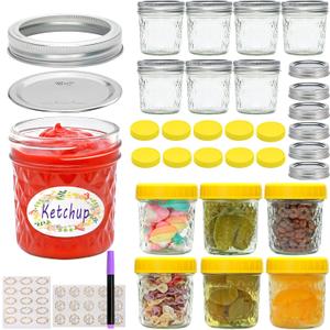 Mason Jars 6 OZ,16 PACK Glass Canning jars With Lids,Small Mason Jars For Jelly,Jam,Honey,Wedding Favors,Shower Favors