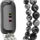 C&L Accessories Bracelets Compatible with Fitbit Inspire 3 Bands for Women Beaded Wristband Adjustable Gemstone Replacement Straps