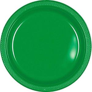 Vibrant Round Festive Green Plastic Plates - 9" (10 Packs of 20) - Premium Quality Design, Ideal for Any Event or Party - 200 Pc.
