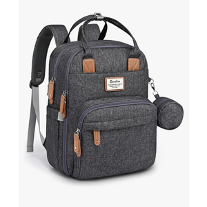 RUVALINO Diaper Bag Backpack, Multifunction Travel Pack Maternity Baby Changing Bags, Large Capacity, Waterproof, Dark Gray