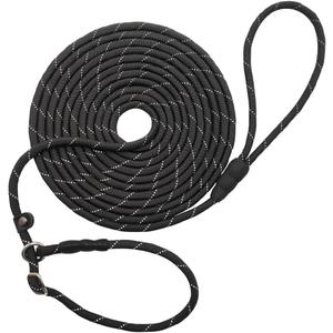 BTINESFUL 10FT / 15FT / 20FT Slip Lead Dog Leash, Reflective 1/3 Rope Leash Long Training Lead for Small Medium Dogs (black)