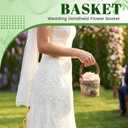 LemonRoad 2 Pcs Flower Girl Basket Retro Wooden Bark Style Small Baskets with Handles for Wedding Floral Decoration Wedding Flowers Candy Storage and Home Decoration (Mini)