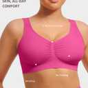 FeelinGirl Bras for Women No Underwire Seamless Smooth Bralette Full Coverage Comfy Everyday Bras with Wide Straps (Pink, XL)