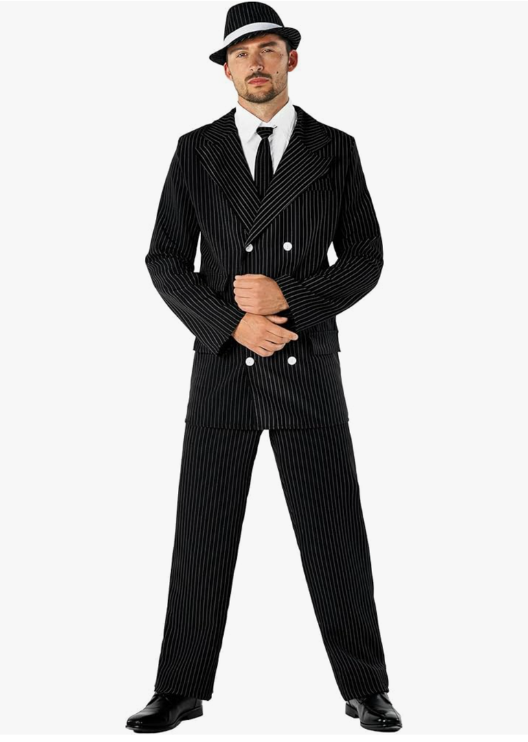 fun shack Gangster Costume Men - 1920s Roaring 20s Adult Gangster Outfit - Vintage Style Costume for Parties XL