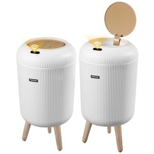 Pack of 1 Automatic Motion Sensor Trash Cans, 3 Gallon / 11L Touchless Trash Bins with Removable Legs, Slim Waterproof Design for Bathroom, Kitchen, Bedroom, and Office - White