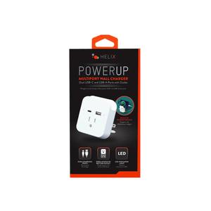 Helix PowerUp Multiport Wall Charger Dual USB-C and USB-A Ports with Outlet