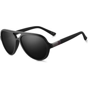 Aviator Sunglasses For Men Polarized Lens Plastic Lightweight Double Bridge Frame UV Protection For Driving Matte Black Frame/Smoke Lens