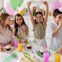 100 Pcs Pink and Green Disposable Straws for Princess and Wizard Witch Party Paper Straws Bulk Holiday BFF Enchanted Musical Birthday Themed Party Supplies