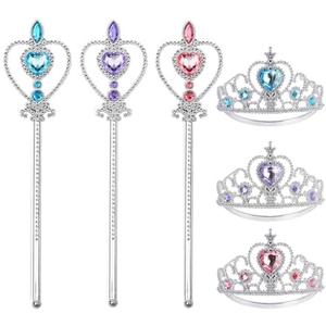 BIBUTY Princess Crown Tiara for Little Girls Princess Dress Up Accessories, 6PCS Princess Tiara Toddler Crown for Kids