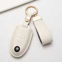 Leather Key Fob Cover for Nissan Leather Keychain Compatible with Altima Maxima Rogue Armada Pathfinder 4 5 Buttons Smart Key