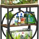 Snughome 20 Gallon Fish Tank Stand, Aquarium Stand with 3 Tier Storage, Heavy Duty Metal Terrarium Stand for Home Office, 24.02" x 11.81" x 30.51", Rustic Brown