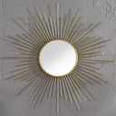 24'' Large Gold Sunburst Mirror, Metal Starburst Mirrors, Mid-Century Modern Sun Mirror Wall Decor for Living Room, Bedroom, Bathroom, Hallway, and Entryway