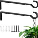 10 Inch 2 Pack Black Heavy Duty Outdoor Plant Hangers, Iron Hanging Plant Brackets for Hanging Plants Outside, Metal Plant Hooks Plant Wall Hooks for Hanging Lantern, Bird Feeder
