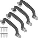SELEWARE Black Playground Safety Handles, Non-Slip Kids Playground Grab Handles, Durable Indoor Outdoor Playset Handles for Playhouse, Treehouse, Climbing Frame, Jungle Gym, Swing Set, 4 Pack