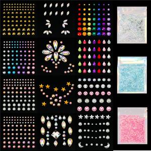 DECOYARDOO Face Jewels Crystal Stickers 12 Sheets, 15g Chunky Mix Glitter
