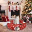 Cat Tunnel Christmas Tree Skirt Cat Tunnel Bed for Indoor Cats Play Donut Tunnel Toys S Shape for Rabbit Ferret (Red)