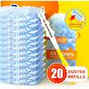 Heavy Duty Duster Refills for Swiffer Duster, 20 Count Duster Refills with 1 Handle, Multisurface 360° Dusters with 4X Microfibers, Unscented Disposable Dusters for Cleaning (Blue)