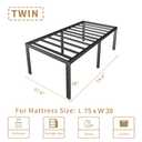 HOBINCHE 16 Inch Twin Size Bed Frame - No Box Spring Needed Heavy Duty Black Metal Platform Mattress Foundation, Non-Slip Noise Free Easy Assembly Steel Slats Bedframes with Cleance Storage
