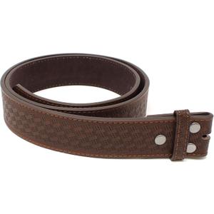 BC Belts Leather Belt Strap with Embossed Basket Weave Pattern 1.5" Wide with Snaps (X-Large (38-40), Brown)
