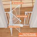 40" Extra Tall Baby Gate for Stairs, Auto Close Stroller Friendly Dog Gate Indoor for Doorways, Pressure Mounted 29"-40" Wide Baby Gate, Easy Walk Through Gate for Children & Pets, White