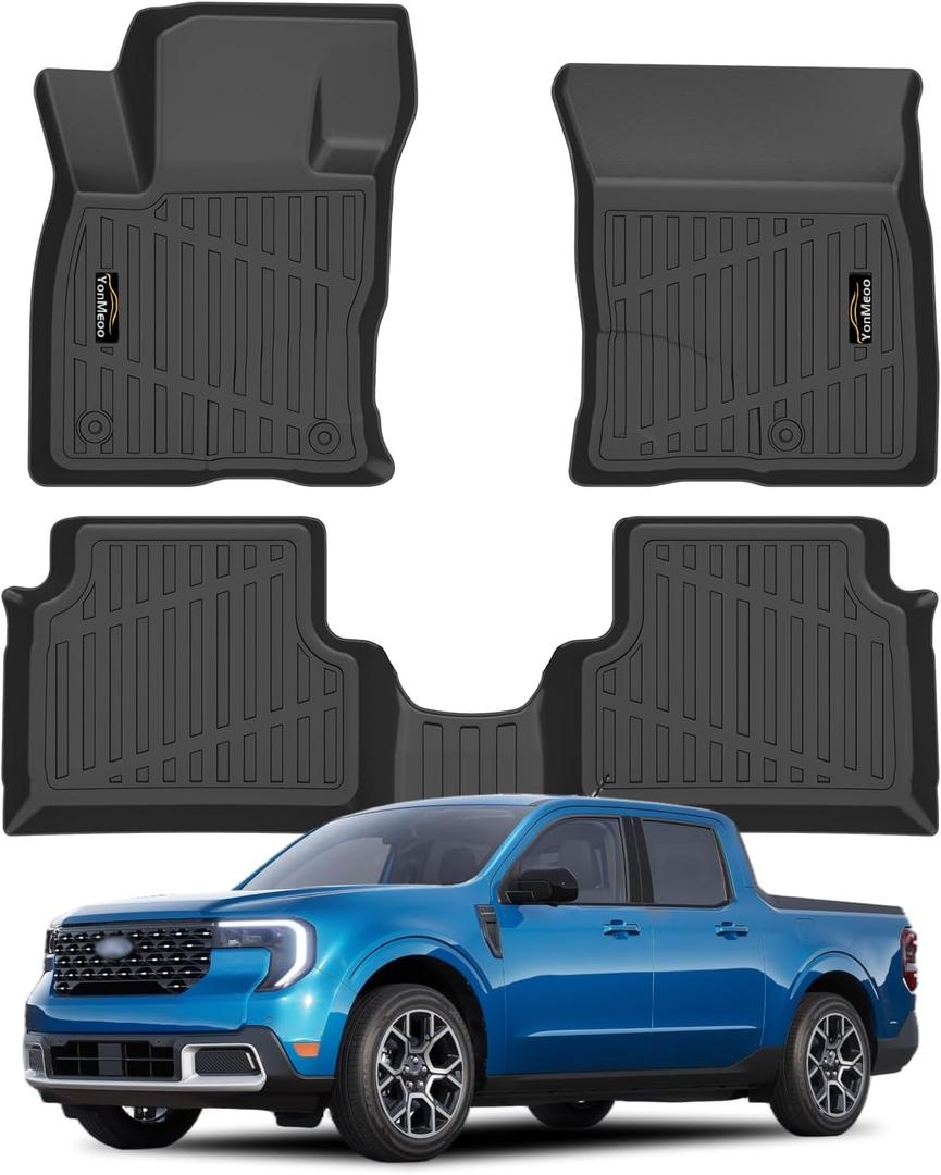 Floor Mats Custom for Ford Maverick 2022-2025 2026 Gas (Not for Hybrid) All Weather TPE Rubber Protection Front & Rear Row Anti-Slip Automotive Floor Liners for Maverick 2025 Accessories, Black
