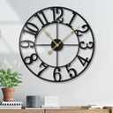 Wall Clock Battery Operated,Silent Non Ticking Modern Rustic Metal Small Clocks for Living Room/Bedroom/Office/Kitchen/Farmhouse Home Decor-16IN(Arabic Number-Black)