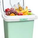 Iceblue Electric Cooler, 26 Liters/28 Cans Mini Fridge with Automatic Locking Handle, 120V AC Home Power Cord & 12V Car Adapter Car Refrigerator, Car Fridge for Home, Car, Gift (Green)