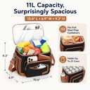 Insulated Lunch Box for Women Men 11L Leakproof Cooler Lunch Bag with 6 Pockets, Waterproof Quilted Lunch Tote for Office Work Travel School Picnic