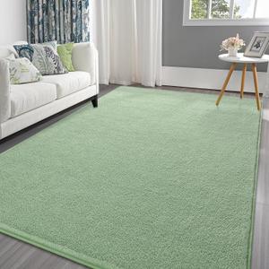 Pettop 4x6 ft Light Green Area Rugs for Bedroom Living Room, Washable Memory Foam Indoor Carpet, Modern Aesthetic Minimalist Non Slip Soft Comfy Carpet for Boys Girls Dorm Home Decor