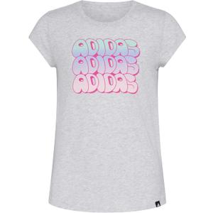 Adidas Girls' Cap Sleeve Graphic Tee Shirt (Medium, Grey/Multi)