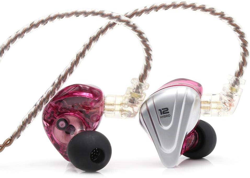 Linsoul KZ ZSX 5BA+1DD 6 Driver Hybrid in-Ear HiFi Earphones with Zinc Alloy Faceplate, Recessed 2 Pin Detachable Cable for Audiophile Musician (Without Mic, Purple)