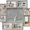 HELLO LAURA - Picture Frame Collage Large Wall Hanging Photo Frames Elegant Tree Collage Frame Gifts for Family Friends 4x6 inch Home Wall Decor Gallery Display (Grey)