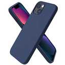 ORNARTO Compatible with iPhone 13 Case 6.1, Slim Liquid Silicone 3 Layers Full Covered Soft Gel Rubber Phone Case Protective Cover 6.1 Inch-Navy Blue