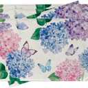 Spring Summer Hydrangea Placemats Set of 4, Pink Blue Purple Flower Butterfly Dining Place Mats Table Decor, Seasonal Floral Home Kitchen Decoration 12 x 18 Inch