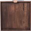 Wood Ottoman Tray, Large 24 Inches Square Rustic Brown Serving Tray