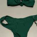 ZAFUL Women's Bandeau Bikini O Ring Strapless Tie Back High Cut Two Piece Swimsuit Bathing Suits (Medium, 1-dark Green)