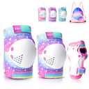 Knee Pads for Kids - ZOOBLISS Toddler Knee and Elbow Pads Set Wrist Guards for Skating Girls Aged 3-12, Kids Protective Gear for Roller Skates Skateboard Bike Scooter, Included Drawstring Bag(Rainbow), S