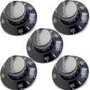 PP10539 Thermostat Dial Knob 200-400F for Fryers, Compatible with Pitco Frymaster Dean Range Imperial Fryer, 2-1/4 Inch Black Knob Dial 5Pcs, P6071271 00-944801 Thermostat Knob W/Off