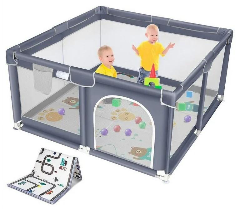 Suposeu Baby Playpen, Large Indoor and Outdoor Playard, Play Pens for Kids Activity Center, Sturdy Safety Baby Fence with Soft Breathable Mesh for Toddler playpen 50"x50"