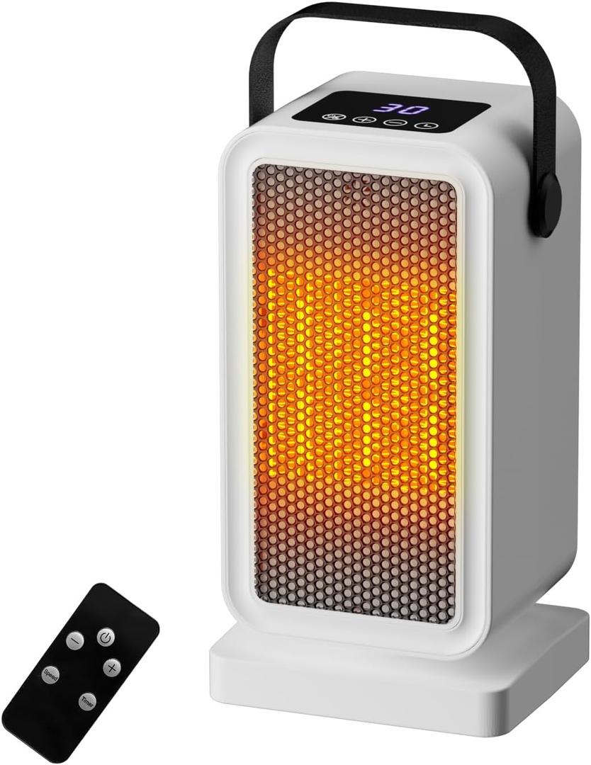 Small Space Heater for Indoor Use, Portable Desk Heater with 2s Instant Warmth, Ceramic Heating, Dual Power Modes, Timer & Overheat Protection  Personal Space Heater for Bedroom, Office, Home (White)