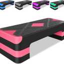 27" Exercise Workout Aerobic Step Platform Trainer, Adjustable Fitness 4-6-8in Exercise Stepper Workout with 4 Risers, Aerobics Stepper Workout Stepper for Home Gym Cardio Strength & Training