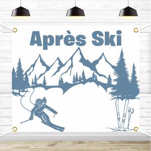 Apres Ski Party Backdrop, Ski Bachelorette Decor, Winter Bachelorette Photobooth, Mountain Camp Bach Party Backdrop