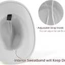 Men Women Western Cowboy Hat Classic Roll Up Cowgirl Hats with Buckle Belt (White)