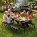 6FT Folding Table & Chair Set, Seats 6-8, Portable Black, 5.8ft