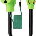 3 Prong to 4 Prong Dryer Plug Adapter 2FT, NEMA 10-30P to 14-30R 30 Amp 125/250V, 10AWG Heavy Duty Dryer Adapter with Safety Ground Wire, STW, for 4 Prong Newer Dryer to 3 Prong Receptacle, Green